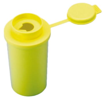 USON, kanylebeholder, gul, med kanyleaftræk, UN godkendt, 100 ml