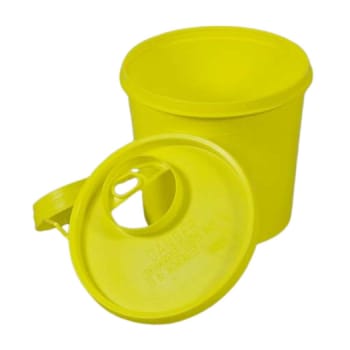 USON, kanylebeholder, gul, med kanyleaftræk, lav, UN, 500 ml