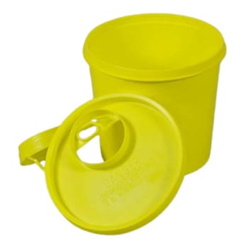 USON, kanylebeholder, gul, låg med stor åbning, UN, 2 l