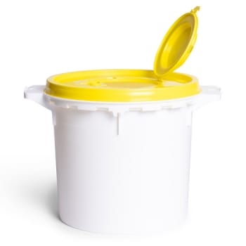 USON, kanylespand, gult hængsellåg, kanyleaftræk, UN, 5 l