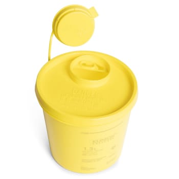 Klinion Easycare, kanylebeholder, gul, med kanyleaftræk UN godkendt, 1,3 l