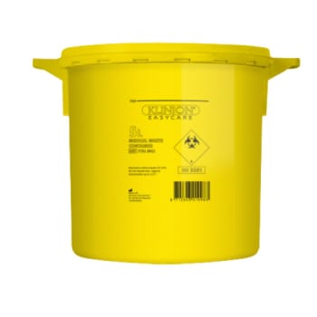 Klinion Easycare, kanylespand, gul, med standardlåg, UN godkendt, 5 l