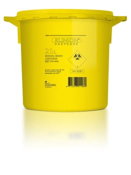 Klinion Easycare, kanylespand, gul, med standardlåg, UN godkendt, 21 l