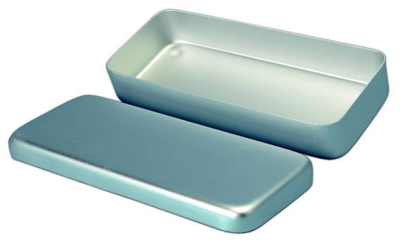 UPL, æske, aluminium, grå, til tørsterilisation, 17 cm x 7 cm x 3 cm