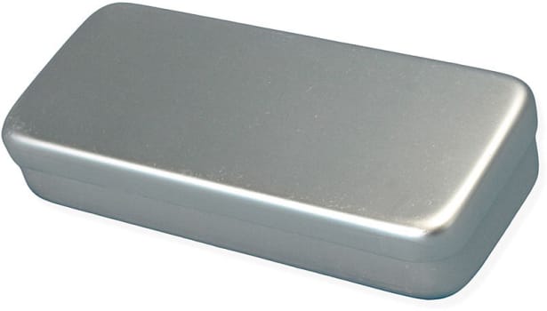 UPL, æske, aluminium, grå, til tørsterilisation, 17 cm x 7 cm x 3 cm