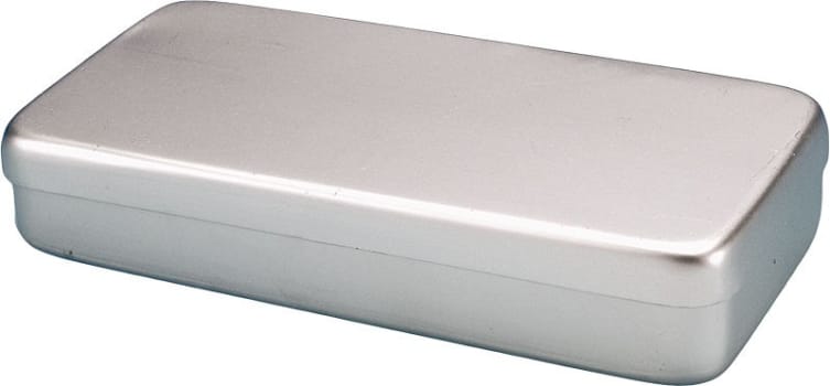UPL, æske, aluminium, grå, til tørsterilisation, 18 cm x 9 cm x 3 cm
