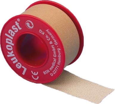 Leukoplast, fikseringstape, beige, lærredstape, 2,5 cm x 5 m