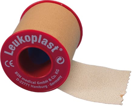 Leukoplast, fikseringstape, beige, lærredstape, 5 cm x 5 m