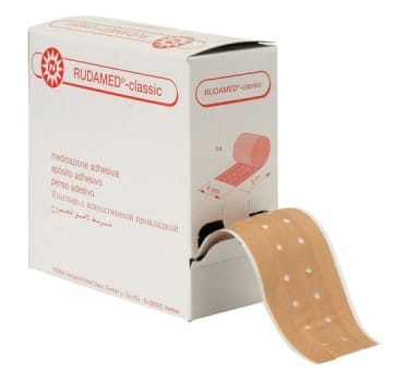 Rudamed Classic, lærredsplaster med kompres, beige, 4 cm x 5 m