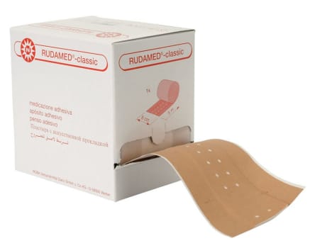 Rudamed Classic, lærredsplaster med kompres, beige, 8 cm x 5 m