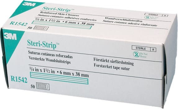 Steri-Strip, suturtape hvid, forstærket, steril, 6 mm x 38 mm