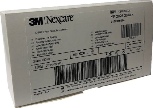 Nexcare Aqua Strips, Vandtæt plaster med kompres, 22 mm x 27 mm