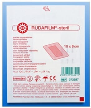Rudafilm, plaster med sårpude 4,5x6,5cm, vandtæt, steril, 8 cm x 10 cm
