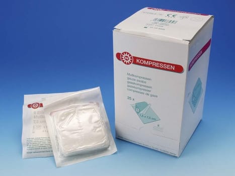 Noba, gazekompres, 8 lag, brev a 5 stk., steril, 7,5 cm x 7,5 cm