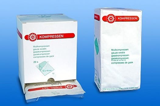 Noba, gazekompres, 12 lag, brev a 5 stk., steril, 7,5 cm x 7,5 cm