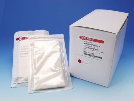 Noba, gazekompres, 12 lag, brev a 5 stk., steril, 10 cm x 20 cm