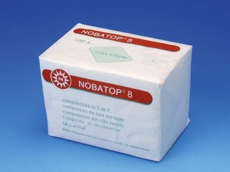 Nobatop, kompres, non woven, 4-lags, usteril, 7,5 cm x 7,5 cm