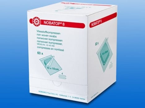 Nobatop, kompres, non woven, brev a 2 stk., steril, 5 cm x 5 cm