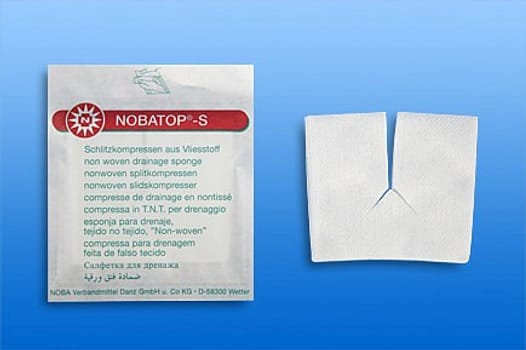 Nobatop-S slids/tracheal, kompres, non woven, 6 lag, brev a 2 stk., steril, 7,5 cm x 7,5 cm