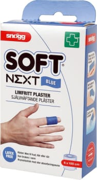 SNØGG SOFT NEXT, plaster selvhæftende, limfrit blå, latexfri, 6 cm x 1 m x 0,19 cm