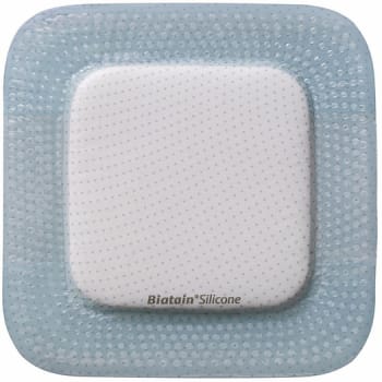 Biatain Silicone, border med silikone, steril, 12,5 cm x 12,5 cm, skumstr. 8,5 x 8,5 cm