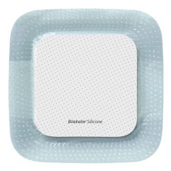 Biatain Silicone, border med silikone, steril, 10 cm x 10 cm, skumstr. 6,5 x 6,5 cm