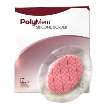 PolyMem, Silikone, oval, film med silikoneklæb, steril, 16,5 cm x 20,9 cm