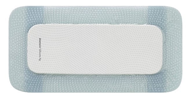 Biatain Silicone Ag, skumbandage m. klæb og sølv, steril, 10 cm x 20 cm