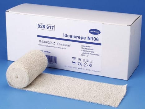 Idealcrepe, kompressionsbind, vaskes ved 60C°, elast. 110%, 8 cm x 4 m