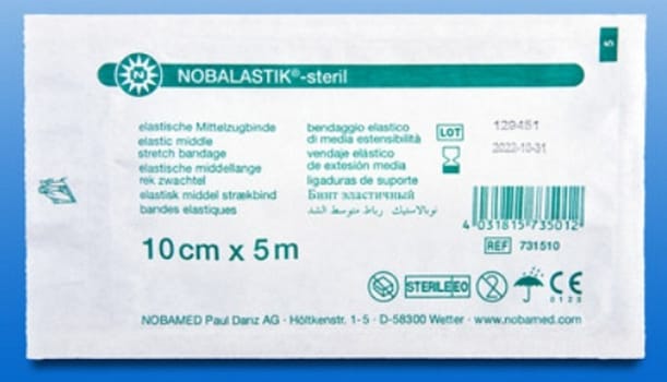Nobalastik, medium elastisk bind, hvid, steril, 8 cm x 5 m