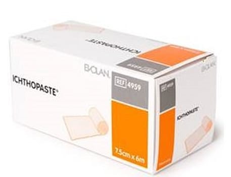 Ichtopaste, zinklimbind, 6% zinkoxid pasta, 2% Ichtamol, 7,5 cm x 6 m