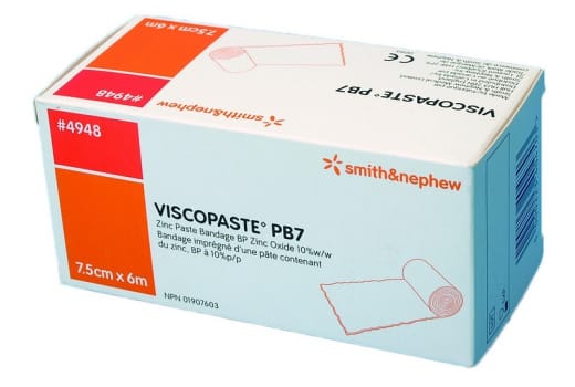 Viscopaste, zinklimbind, 10% zinkoxid pasta, 7,5 cm x 6 m