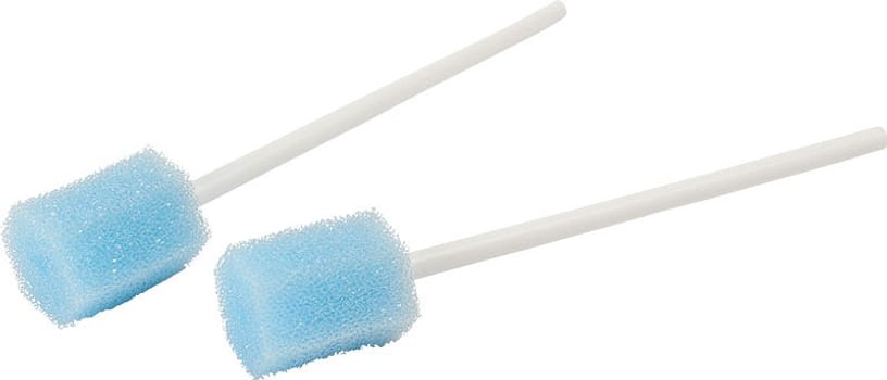 Mediq, mundplejepinde m. svamp, blå, 10 cm