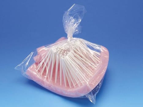 Mundplejepind, Plastpind, skumnylonsvamp, grøn, 15 cm