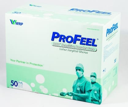 Profeel DHD Sensitive, latex OP handske, pudderfri, grøn, steril, str 7,5