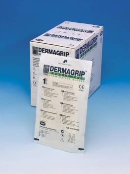Dermagrip, latex undersøgelseshandske, pudderfri, 6/7, steril, small