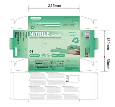 Nordic Protect, Bionedbrydelig nitrilhandske, pudderfri, grøn, medium