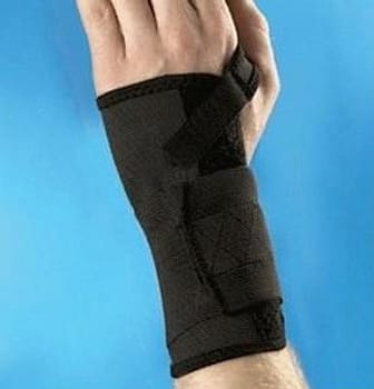 Aserve, håndledsbandage med skinne, højre, sort, 12-20cm, small/medium