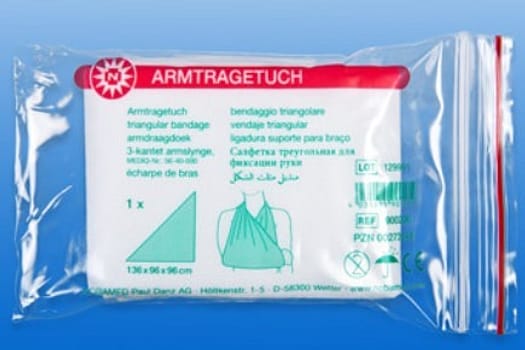 Noba, trekantet armslynge, ubleget viscose, mitella, 96 cm x 96 cm x 136 cm