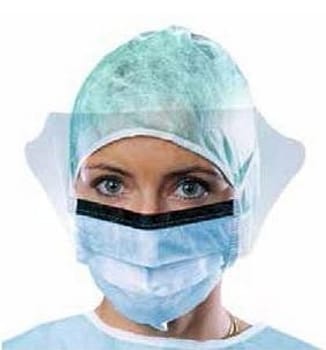 Suavel, Antifluid maske, type IIR, visir, bindebånd, blå, 120 mm x 300 mm