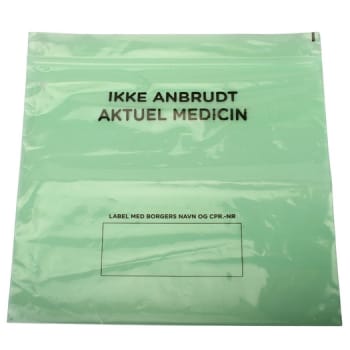 Mediq, grøn lynlåspose til uåbnet/aktuel medicin, 30 cm x 26 cm