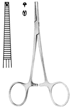 Nopa, arterieklemme, Halstead-Mosquito, lige, 1x2 tænder, 12,5 cm