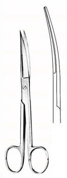 Instrument, kirurgisk saks, buet, spids/spids, 11 cm
