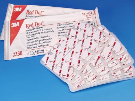 3M EKG elektrode, hvile EKG, Red Dot med ledende klæbestof, 32 mm x 22 mm