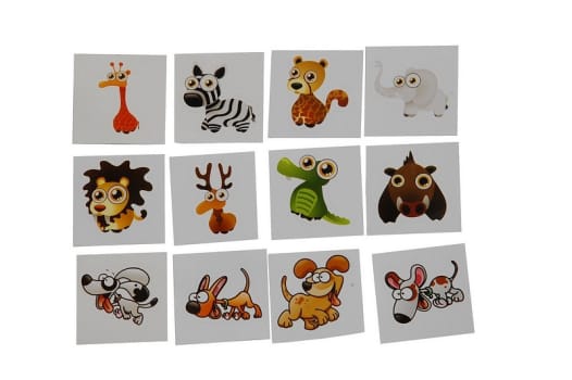 Legetøj, klistermærker - dydige dyrebørn