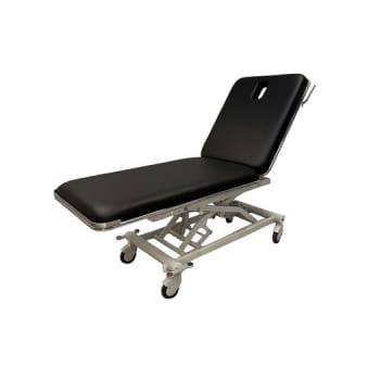 Rehab Care undersøgelsesleje, 2-delt, sort skai, næsehul, el.højde, 200 cm x 70 cm x 47-101 cm