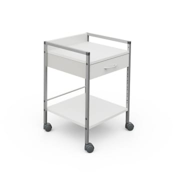 Variocar 45, klinikbord med hjul og 1 skuffe, hvid, 49 cm x 45 cm x 70,5 cm