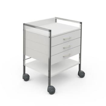 Variocar 60, klinikbord med hjul og 3 skuffer, hvid, 60 cm x 45 cm x 73 cm