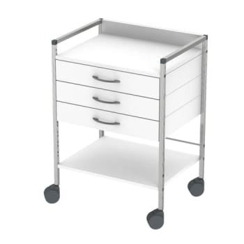 Variocar 60, klinikbord med hjul og 3 skuffer, hvid, 60 cm x 45 x 83 cm