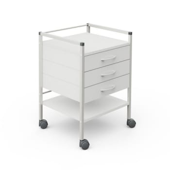 Variocar, Basic trolley med 3 skuffer, hvid, 49 cm x 45 cm x 70,5 cm